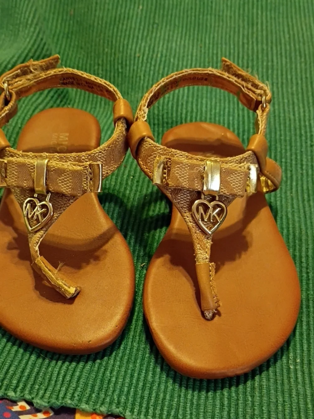 Michael Kors Girls' Tan T-Strap Sandals